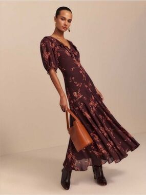 Reformation Evra Midi Dress In Lydia Backless size 6 NWT